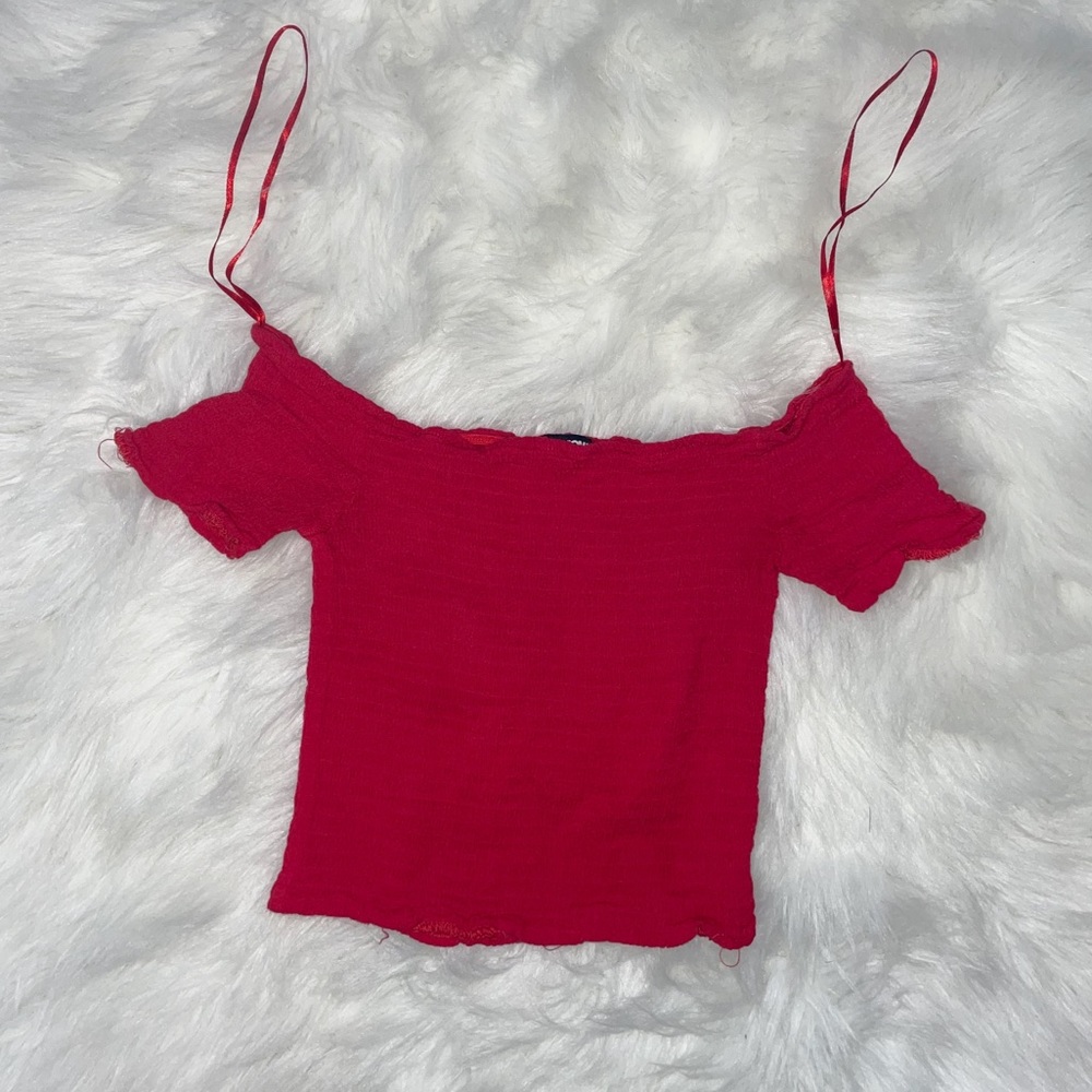Fashion Nova Red Off The Shoulder Crop Top